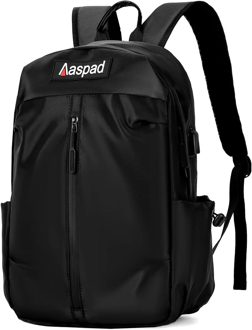 Laptop Backpack for Men and Women Lightweight Daypack Slim Sturdy Business Offices Knapsack Daily Commute Necessities (Black)