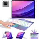 BABG Keyboard Case for iPad Air 13 inch(M3/M2)&iPad Pro 13(M5/M4),iPad Pro 12.9(6th/5th /4th/3rd Gen) Case with Keyboard,360 Rotatable,Toupad,Backlits,Pencil Charging-Puple (Purple)