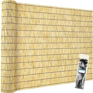 Natural Reed Fencing Rolls,5.5FT X 16.4FT Reed Screen Curtain Fence Covering Privacyo for Outdoor Backyard Patio（Yellow）