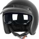 Yesmotor 3/4 Open Face Retro Motorcycle Helmet Vintage Helmet for Motorbike Casco, Moped, Cruiser, Bobber, and Chopper - DOT ApprovedMatte Black, Large
