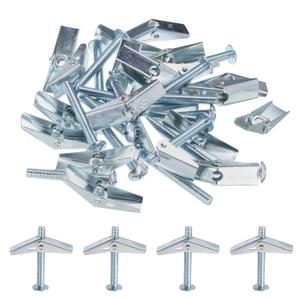 uxcell 20Pcs Spring Toggle Bolt Anchors, 3/8"x3" Butterfly Anchors Male Thread Spring Loaded Hollow Wall Round Head Toggle Bolt