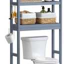 SONGMICS Over The Toilet Storage, 3-Tier Over Toilet Bathroom Organizer with Adjustable Shelf, 10.2 x 24.8 x 66.9 Inches, Space-Saving, Gray UBTS001G01