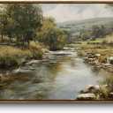 InSimSea Extra Large Framed Vintage Wall Art, River Rolling Hills,20x40inch