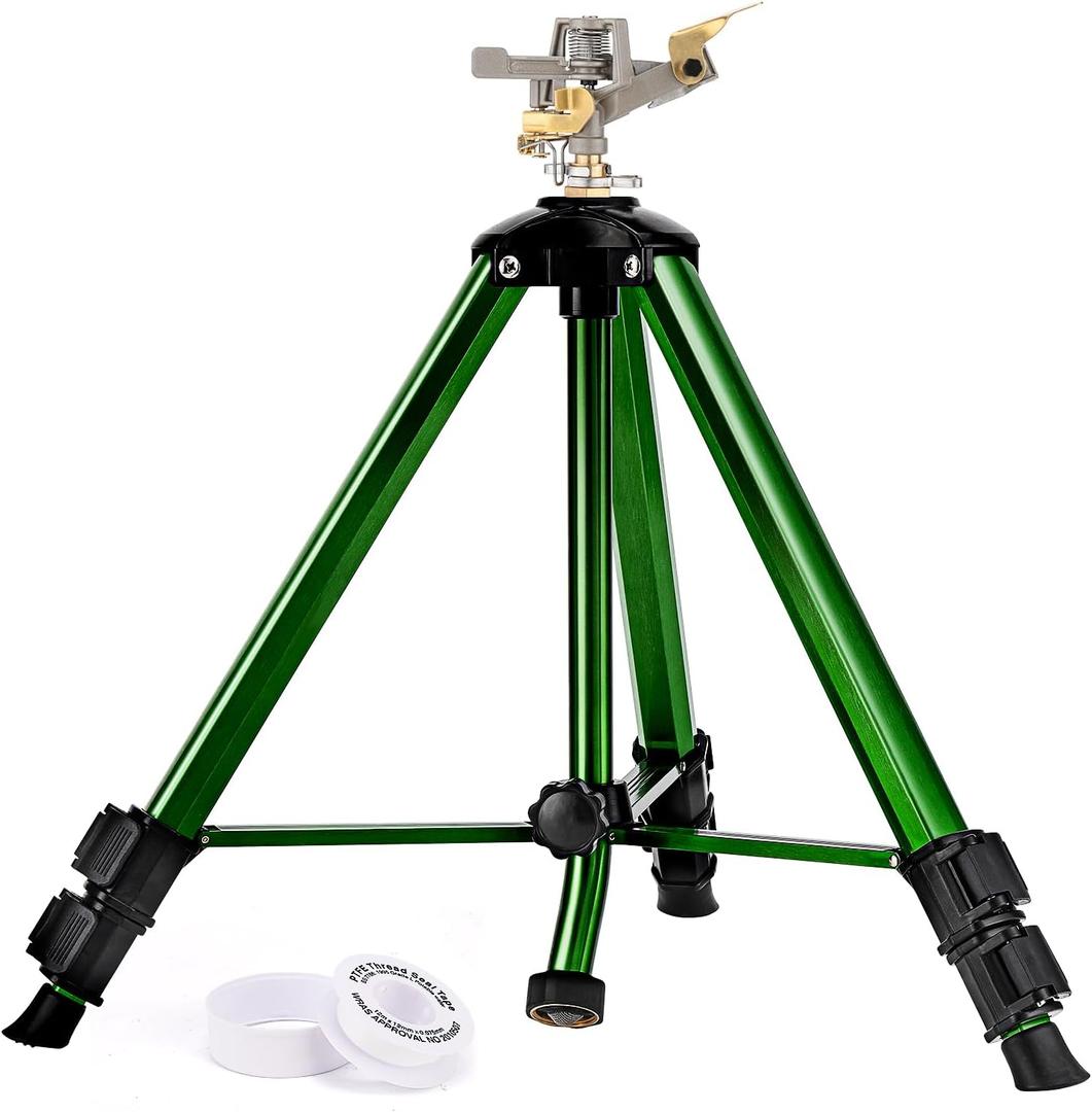 Keten Impact Sprinkler on Tripod Base, Tripod Sprinklers with 360 Degree Large Area Coverage, Extra Tall Heavy Duty Water Sprinklers for Yard/Lawn/Garden