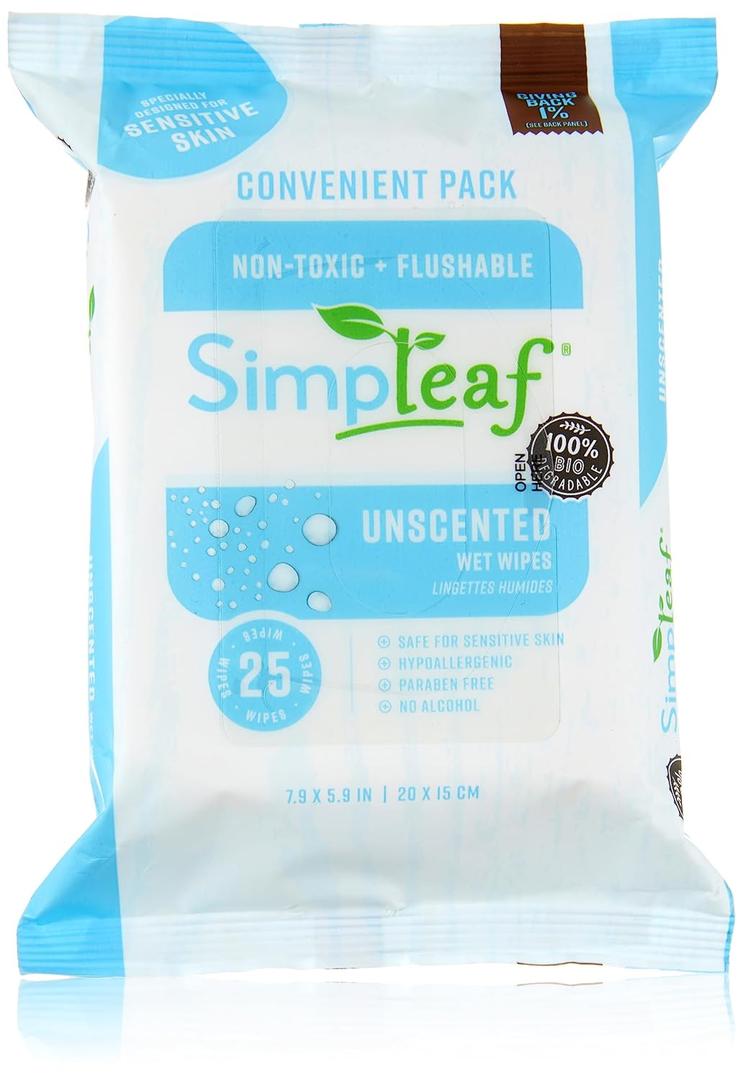 Simpleaf Flushable Wet Wipes Unscented | Plastic Free, Paraben & Alcohol Free | Hypoallergenic & Safe for Sensitive Skin | Soothing Aloe Formula | Adult Toilet Wipes (12 x 50 Counts Pack) 600 Counts