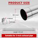 3 Inch Straight Exhaust Pipe, 3" Stainless Steel Straight Muffler Replacement Pipe, 30" Length Mandrel Exhaust Tube with Two Lap Joint Band Clamps(New Version)
