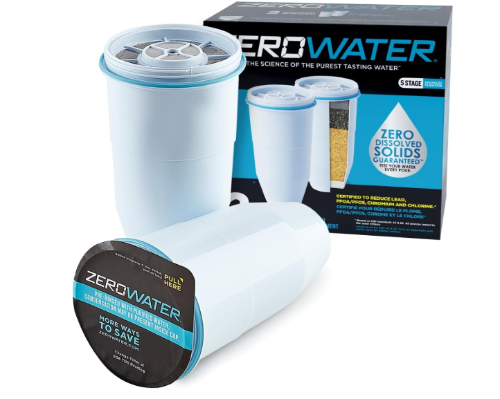 Zerowater Official Replacement Filter  5Stage 0 Tds Filter Replacement  System Iapmo Certified To Reduce Lead, Chromium, And Pfoa/Pfos, 2Pack