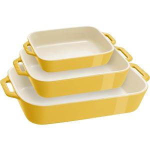 STAUB Ceramic 3-pc Rectangular Baking Dish Set - Citron
