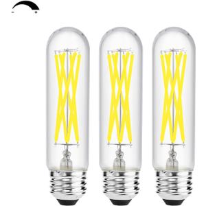 E26 Dimmable 6W T10(T30) Led Edison Bulb, 60 Watt Equivalent, Daylight 5000K Tubular Vintage Shape for Chandeliers, Wall scones, Pendant, 3 Pack, AC 120V