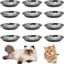 Hamiledyi 12 Pcs Stainless Steel Cat Bowls Replacement Whisker Fatigue Relief Cat Plates Pet Water Dish Shallow Kitten Bowls Pet Bowls for Dogs Cats or Other Small Animals (7.05 Inch Diameter)