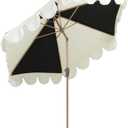 Tempera 9ft Scalloped Patio Umbrellas with Fringe, Market Umbrellas with Water-Resistant and Fade Resistant Canopy, 1.5" Wood Pole & Button Tilt.