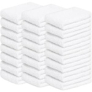Looperry White Terry Cloth Rags (24 Pack) 13"x13" Inches Commercial Grade Dish Cloth Multipurpose Cleaning Rags for Housekeeping, Car Wash. Absorbent & Reusable Bar Mop Towels for Kitchen Cotton