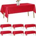 6 Pack Rectangle Tablecloth 60 x 120 Inches Red Table Cloth Stain and Wrinkle Resistant Washable Polyester Fabric Table Cover for Party, Wedding and Banquet Decoration