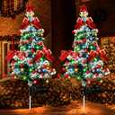 Solar Christmas Trees Lights Outdoor Decoration Waterproof, 40LED Small Solar Power Xmas Tree Pathway Lights, Solar Garden Decorative Stake Lights Yard Decor with Snow 2 Modes for Path Lawn Patio,2 PCS (Color6)