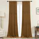 StangH Gold Brown Curtains for Bedroom Luxury Soft Velvet Room Darkening Thermal Insulated Drapes for Living Room Privacy Doorway Sliding Door Panels, W42 x L90, 2 Panels