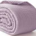 100% Cotton Muslin Blanket Large 50" x 70", 6 Layers Breathable and Lightweight Cotton Throw Blanket for Bed and Couch, Soft Quilt Bedspread, Gauze Blanket for Adults All Season, Lavender