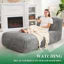 Hobestluk Big Bean Bag Lounger Chairs Large Beanbag Chair for Adults Bean Bag Sofa with Memory Foam Filled for Living Room, Bedroom or Balcony (Stripe Grey), 31.5 X 62.99 X 25.98 Inches