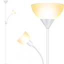 Floor Lamps for Living Room White, Standing Lamp, Torchiere Floor Lamps with Adjustable Reading Light, 71" Tall Pole Lamps, 3 Way Switch, Torch Corner Floor Lamp for Bedroom/Office(E26 Base, No Bulb)