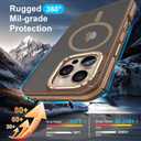 Fingic for iPhone 16 Pro Case[Compatible with Magsafe][Military-Grade Protection Shockproof] Support Magnetic Car Mount Slim Non-Slip TPU Rugged Bumper Translucent Matte Case for iPhone 16 Pro,Brown