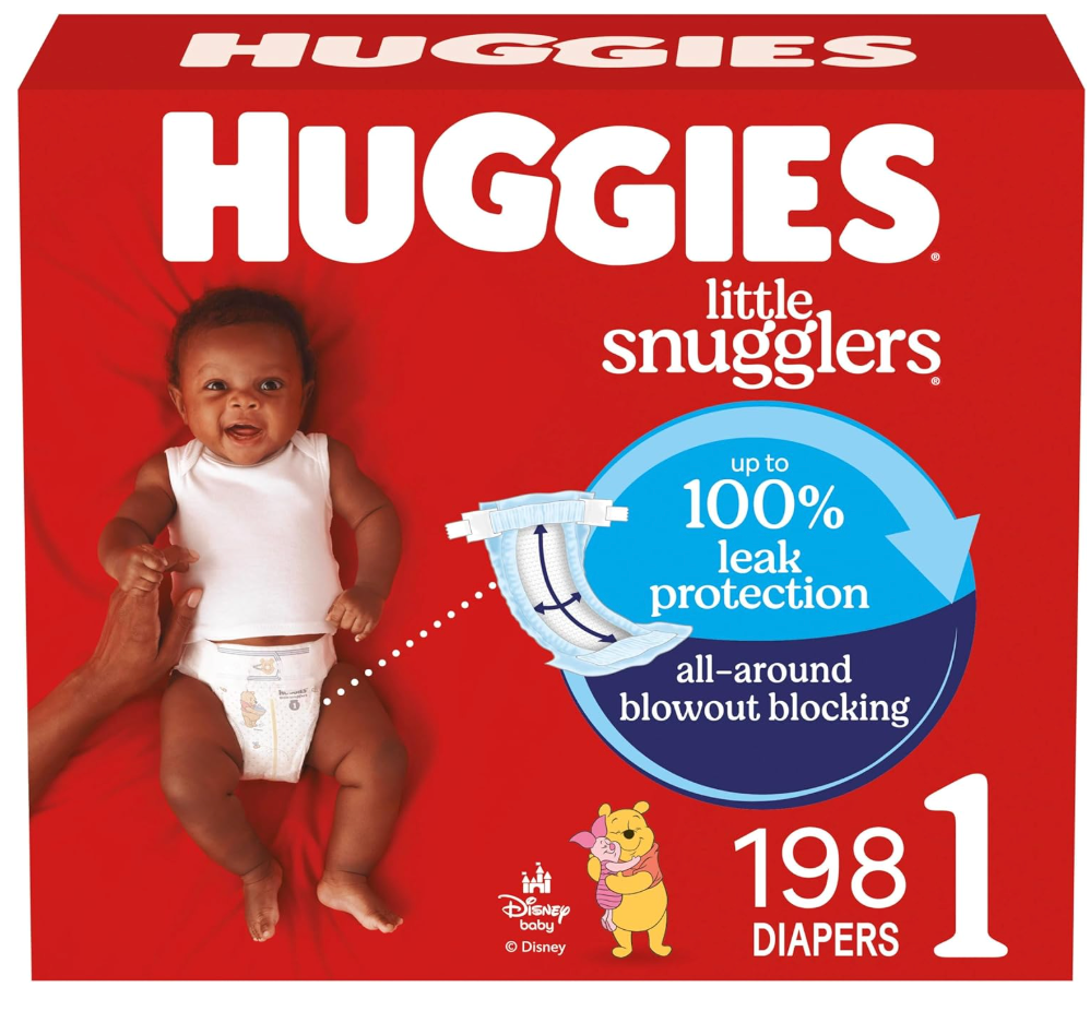 Huggies Size 1 Diapers, Little Snugglers Diapers, Size 1 (8-14 lbs), 198 Count (6 Packs of 33)