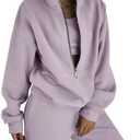 COZYPOIN Women's Sweatsuit Sets 2 Piece Fleece Outfit Half Zip Sweatshirt and Joggers Pants Tracksuit, Size: L