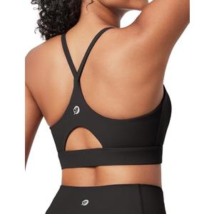 IUGA Sports Bras for Women Strappy Sports Bra Racerback Padded Workout Yoga Gym Y Back Tops with Removable Pads Black L