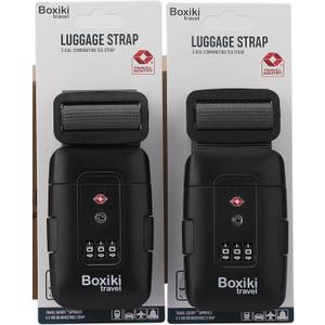 Charcoal Grey TSA Approved Luggage Straps Set of 2, Precision-Engineered Adjustable Suitcase Belts with 3-Dial Combination Lock, Heavy-Duty Polyester Travel Belt Fits Checked Bags and Carry-On, 74.8 inches x 1.97 inches