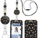 Teacher Lanyard for ID Badge Card, Cute Buttyfly Believe Women Beaded Breakaway Neck Lanyards Name Tag Badges Holder Aesthetic Work Keys Accessories