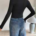 Fisoew Womens Long Sleeve Crop Tops Casual Button Down Shirts Slim Fit Y2k Going Out Ribbed Knit Shirts (Black)