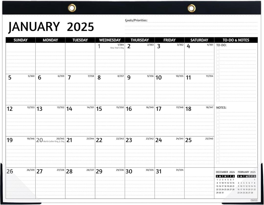 Large Desk Calendar 2025  Jan 2025  Dec 2025, 12 Monthly Desk Calendar, 2025 Desk Calendar, 22'' x 17'', 2025 Desk/Wall Calendar with Desk Pad, To-do Lists, Ruled Blocks, Corner Protectors, Lay Flat
