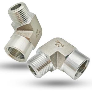 1/2" NPT Female x 1/2" NPT Male 90 Degree Street Elbow Pipe Fitting, 304 Stainless Steel Forged Barstock Street Elbow Adapter, Heavy Duty 5800PSI Pipe Fitting Connector (male x female,1/2")