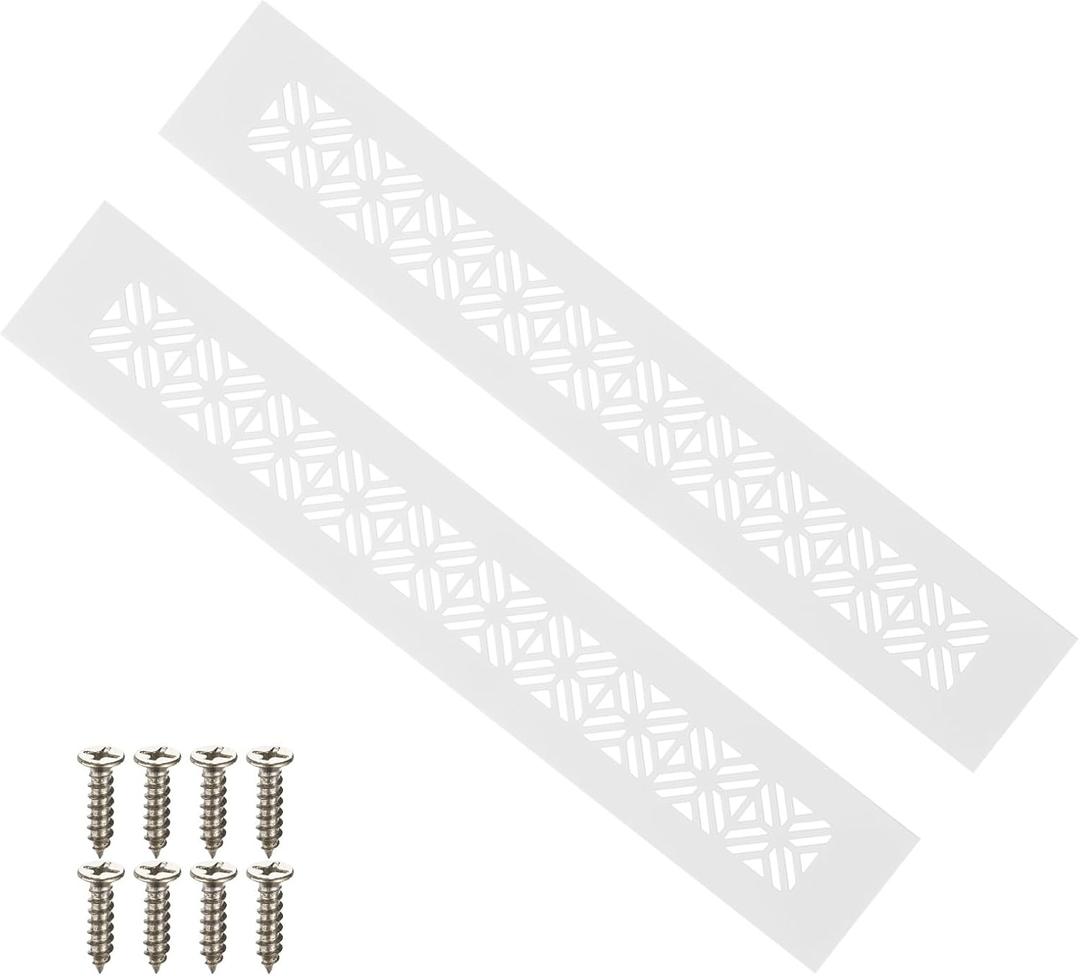 PATIKIL 12 x 2 Inch Door Air Vent Cover, 2 Pcs Heavy Duty Aluminum Grille Ventilation Cover Louvered with Mounting Screws for Cabinet Wardrobe Door, Light Grey
