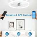 VOLISUN Low Profile Ceiling Fans with Light and Remote, 20in Fandelier Ceiling Fan with Lights, 3000K-6500K Dimmable Flush Mount LED Fan Light, White Bladeless Ceiling Fans with Lights for Bedroom