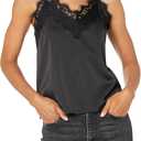 The Drop Women's Natalie V-Neck Lace-Trimmed Camisole Tank Top (XX-Large, Black)