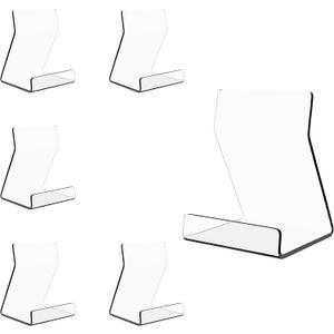 Boloyo Acylic Upright Display Stand, 6PC 4 Inch Clear Display Holder Easel Base Picture Frame for Home Office School Store to Display Book, Vinyl Record, Album, LP Cover, Artworks, CDs