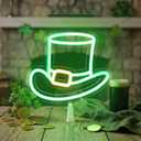 Tuanse Lighted St. Patrick's Day Tree Topper Decorations 11 Inch LED Irish Neon Sign Decorations Green Decor with Battery Operated or USB Powered for Party St. Patrick's Day Holiday(Top Hat)