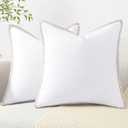 DecorUhome Chenille Soft Throw Pillow Covers 24x24 Set of 2, Farmhouse Velvet Neutral Decorative Euro Pillow Covers with Stitched Edge for Couch Sofa Bed Home Decor, White