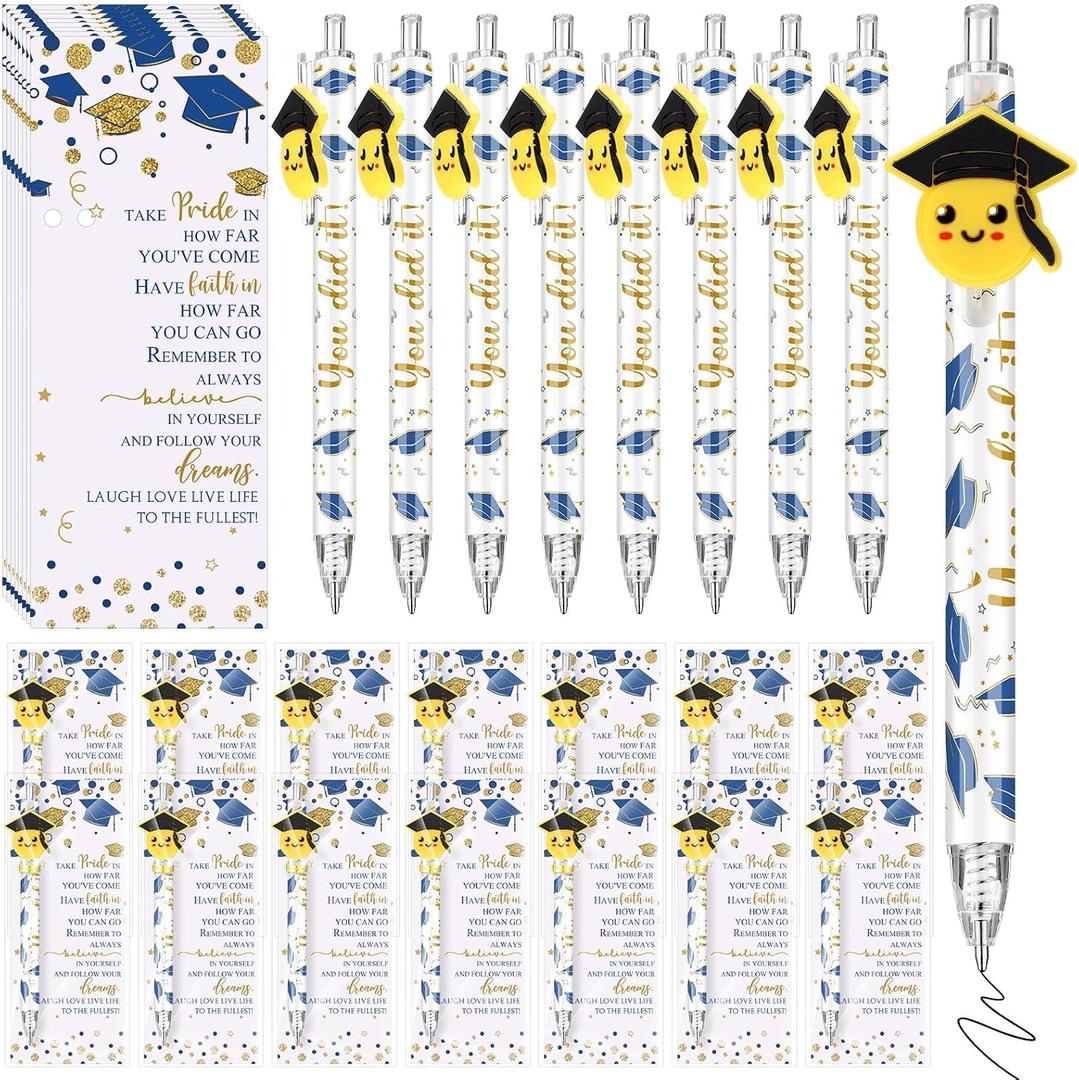 Sayglossy 36 Sets 2026 Graduation Party Favors for Guests Graduation Ballpoint Pens and Class of 2026 Cards Bulk End of The Year Gifts Class of 2026 Favors for Adults Graduates(Blue)