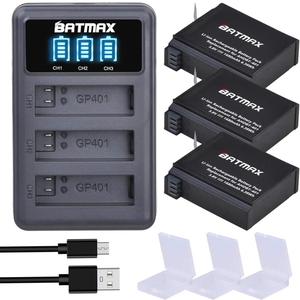 Batmax 3Packs AHDBT-401 1680mAh Battery + LED 3Slots USB Charger for Gopro Hero 4 Battery Go Pro Hero4 AHBBP-401 Action Camera Accessories