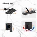 Black Shower Faucet Single Function Trim Kit with Rough-in Valve Set Bath Rainfall Shower System 8inch Square Stainless Steel Metal Shower Head