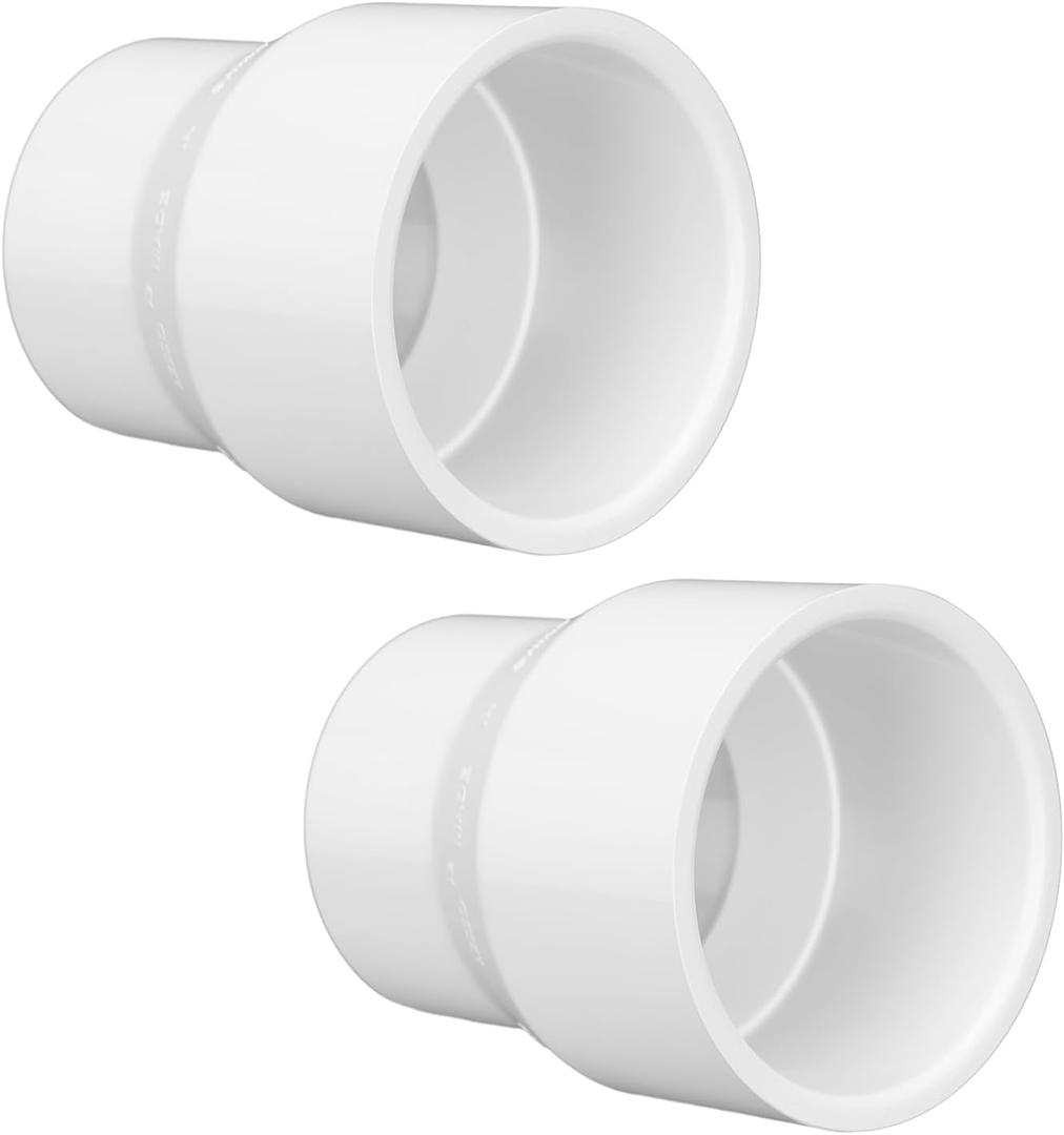 2 Pcs 2-1/2" x 2" PVC DWV Reducer Coupling Adapter (Socket x Socket) Schedule 40 Slip Reducing Coupling Pipe Fittings for Home Sewer Plumbing