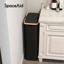 SpaceAid Slim Laundry Hamper with Lid, 65L Narrow Clothes Basket Bin with Bamboo Handles, Skinny Tall Collapsible Hamper for Bedroom, Bathroom, Dorm, Laundry Room - Black
