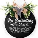 No Soliciting Sign for House Funny Door Sign Plaque 12x12 Please Do Not Knock Or Ring Doorbell Sign for Front Door Wall Art Sign Wood Hanger for Home Front Porch