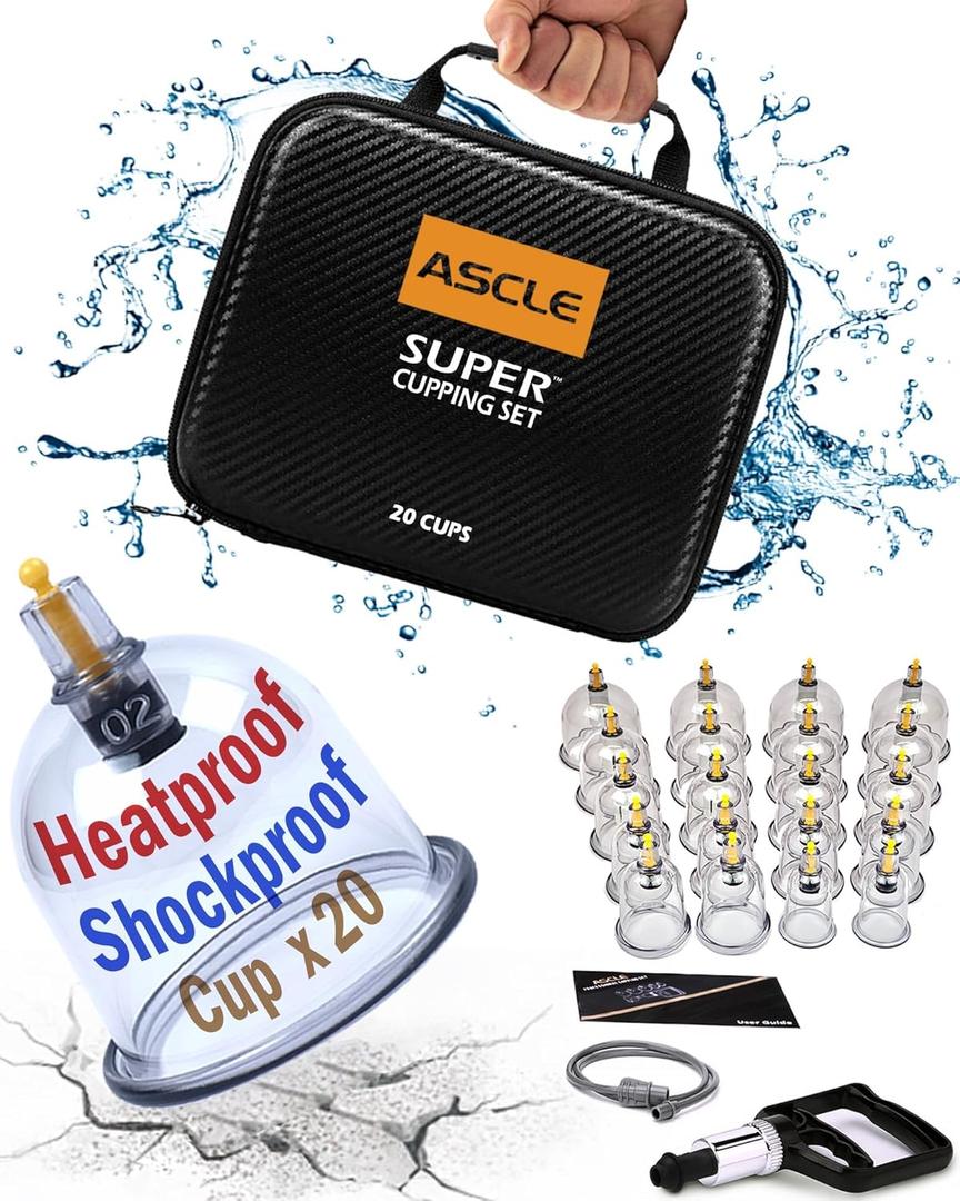 Super Cupping Set, Shockproof Heatproof Extra Thick Cups, Water Repellent Shockproof Professional Carrying Case, 12 Cups