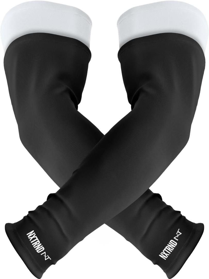 Nxtrnd Double Arm Sleeves, Two Tone Arm Sleeve, Football Arm Sleeves, Sold as a Pair (Black, L)