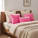 FUTEI Hot Pink Decorative Throw Pillow Covers 18x18 Inch Set of 2,Soft Solid Rose Swirl Textured Cushion Case,Valentine's Day Decor for Couch Living Room