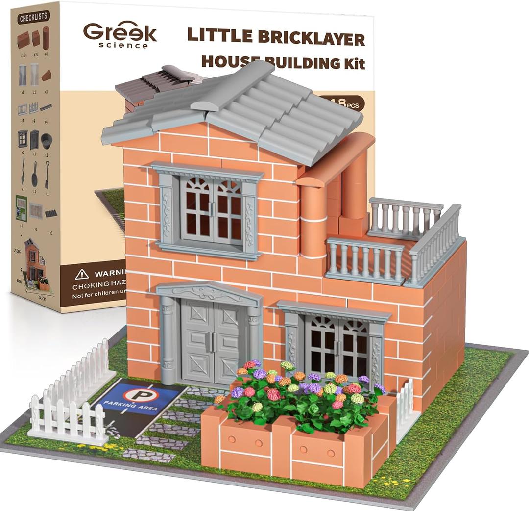 Mini House Building Kit for Kids Age 8+ - Block Building Toys with Real Mini Bricks, STEM Creative Gifts for Boys Girls- DIY Tiny House Construction Set