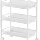 JANE EYRE 3-Tier Rolling Utility Storage Rack Cart on Wheels, Trolley Craft cart, Multi-Purpose Organizer Shelf, White