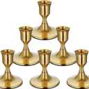 zeochyni 6PCS Brass Gold Taper Candle Holders, Vintage Metal Candlestick Holders for Dinner Room Table Centerpiece or Mantel Wedding Party Decor