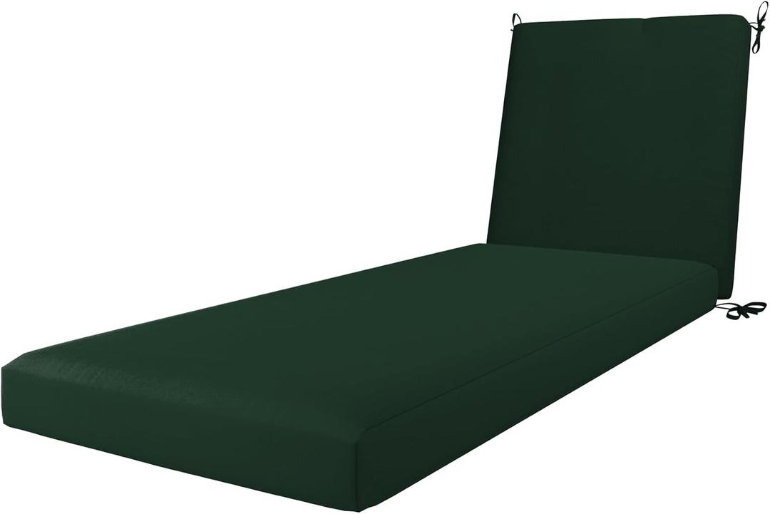 California Umbrella Outdoor Chaise Lounge Cushion, 24 x 78 Inch, Premium Outdoor Memory Foam, Fade Resistant Sunbrella Fabric, Patio Lounger Cushion with Fabric Ties, Forest Green